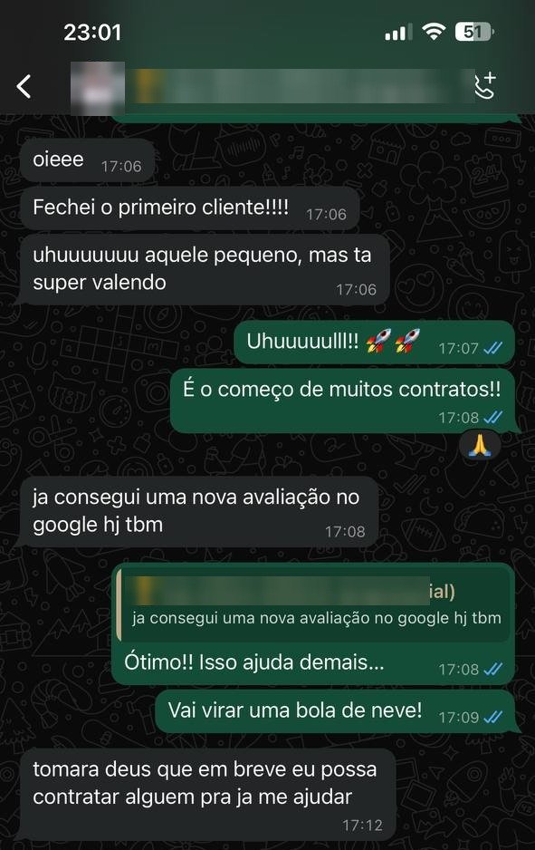 Primeiro cliente e nova avaliação no Google